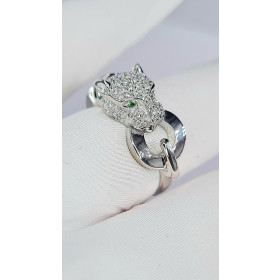 Кольцо из белого золота с бриллиантами 1,412 ct и цаворитом